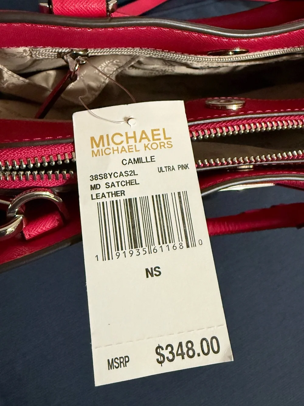 Michael Kors Camille Medium Satchel Ultra Pink Saffiano Leather NWT